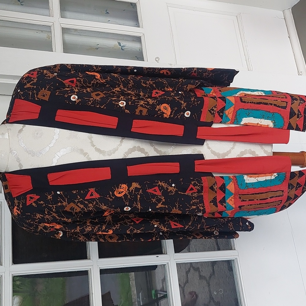 A.K.F. Vintage Geometric Jacket Blazer with Tie Front Size Fits Med- Large